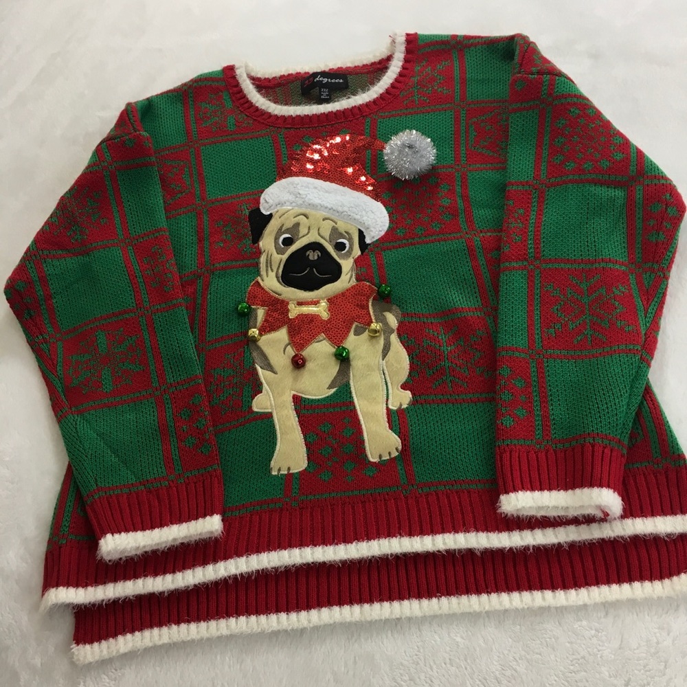 Ugly Christmas Sweater Pug Puppy Dog - Picture 1 of 6